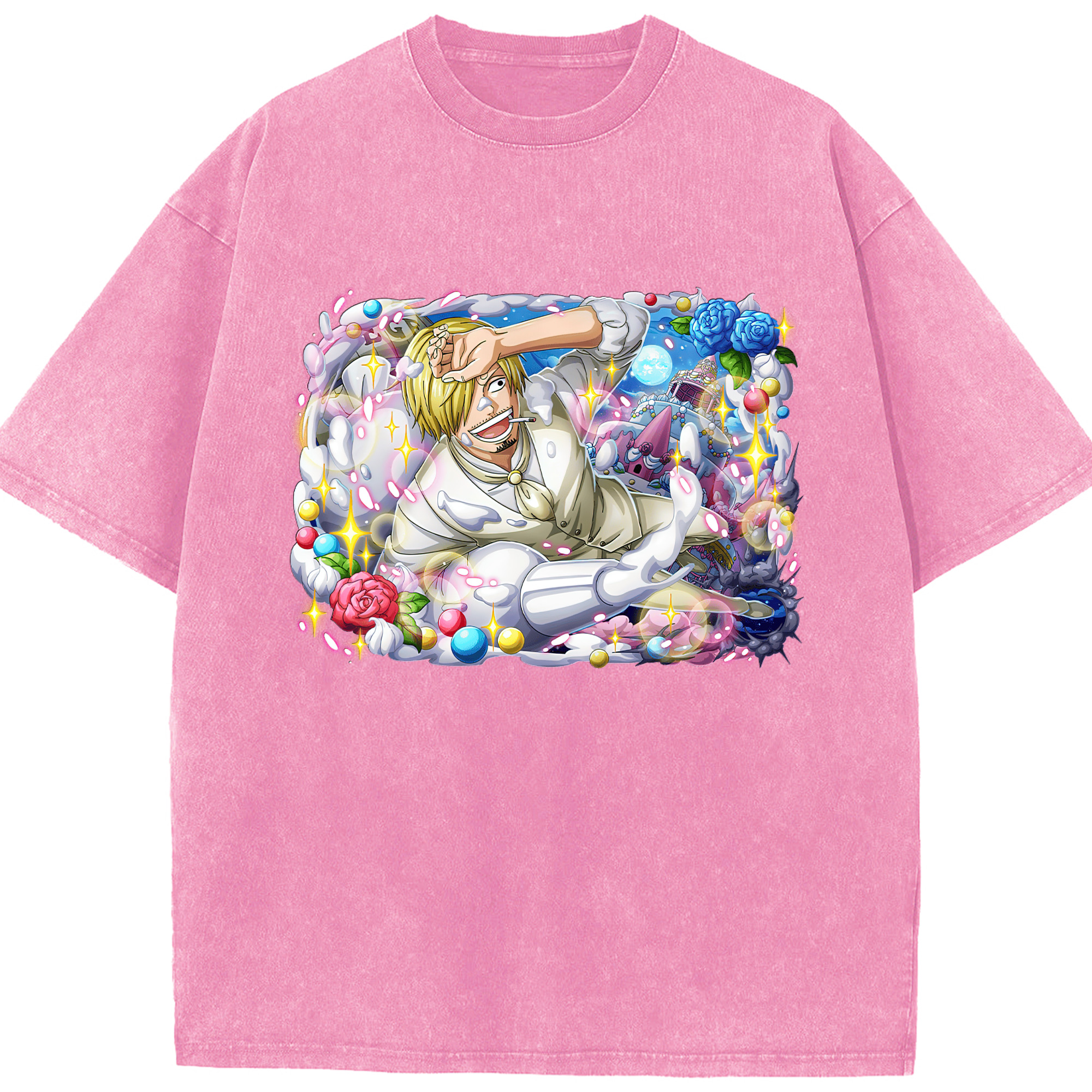 ワンピース サンジ ONE PIECE Sanji 綿100% ヴィンテージ風 半袖Tシャツ（フロントプリント）